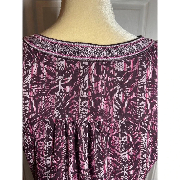 White House Black Market Raspberry Floral Sleeveless Chiffon Tiered Dress Sz S - Picture 9 of 12